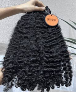 Raw Burmese Curly Hair Bundles Natural Black Color