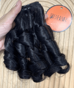 Remy Finger Curly Hair Bundles Natural Black Color