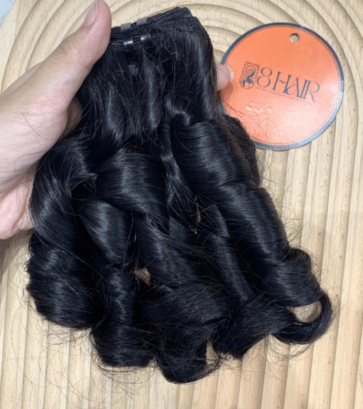 Remy Finger Curly Hair Bundles Natural Black Color