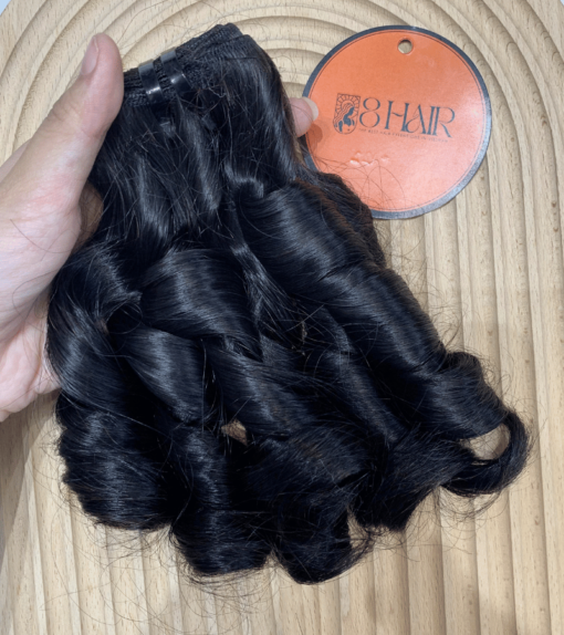 Remy Finger Curly Hair Bundles Natural Black Color