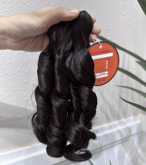 Remy Finger Curly Hair Bundles Natural Black Color