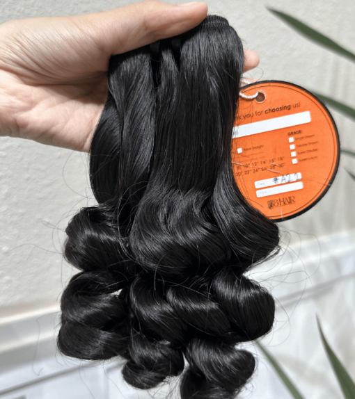 Remy Loose Curly 2 Hair Bundles Natural Black Color