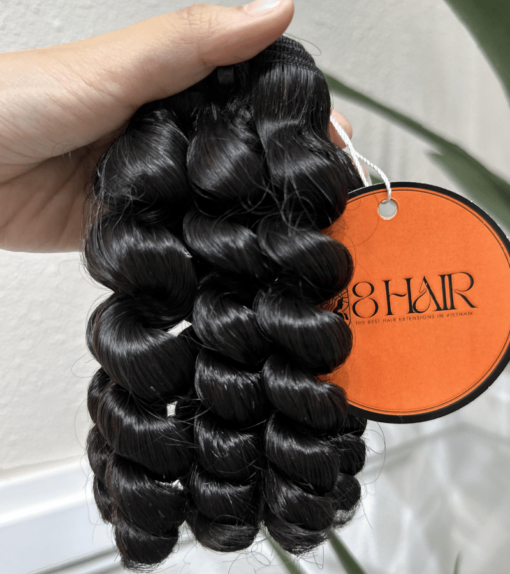 Remy Ring Curly Hair Bundles Natural Black Color