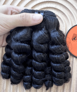 Remy Ring Curly Hair Bundles Natural Black Color