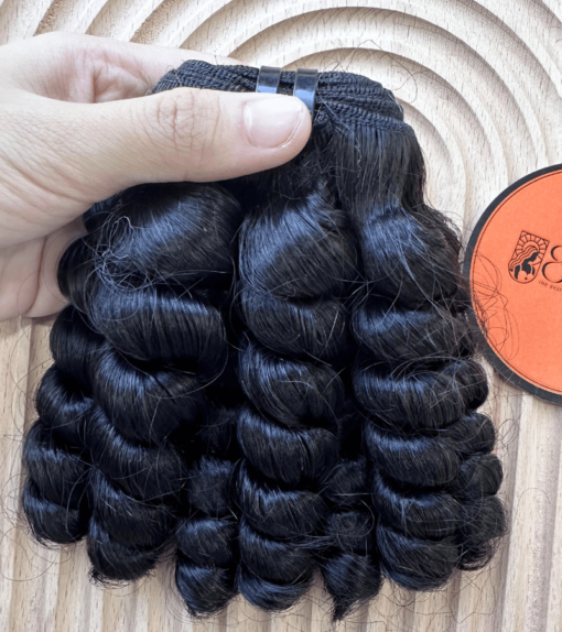 Remy Ring Curly Hair Bundles Natural Black Color