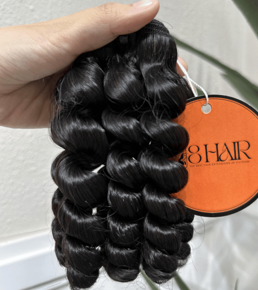 Remy Ring Curly Hair Bundles Natural Black Color