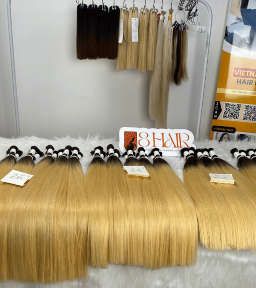 Straight Bulk Hair Extensions Ombre Blonde Color Super Premium Standard