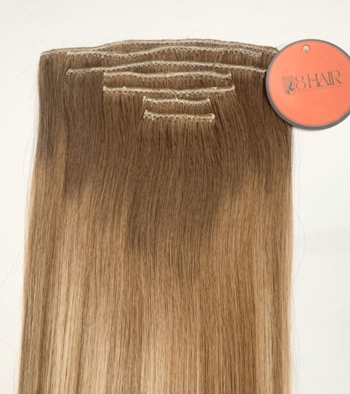 Straight Clip in Hair Extensions Ash Blonde Mix Platinum Blonde Ombre Color