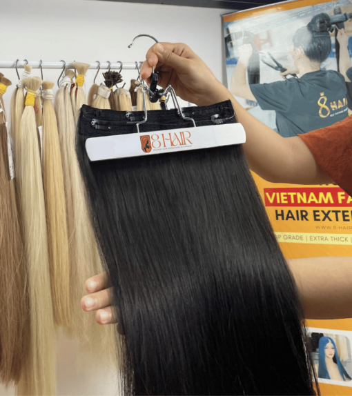 Straight Halo Hair Extensions Natural Black Color