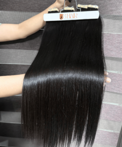 Straight Tape in Hair Extensions Natural Black Color