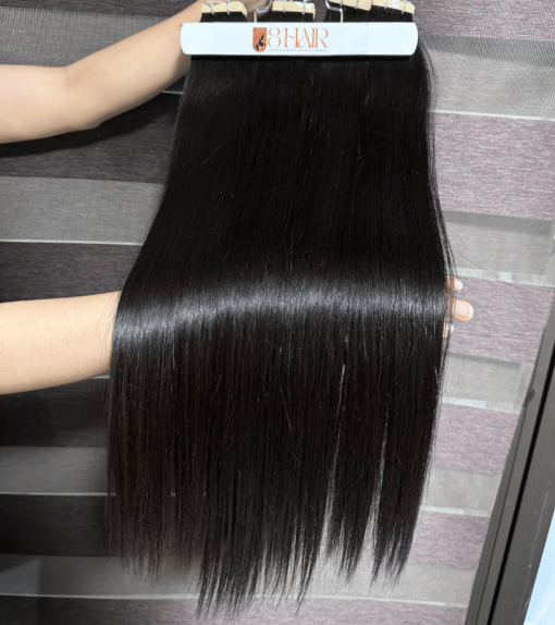 Straight Tape in Hair Extensions Natural Black Color