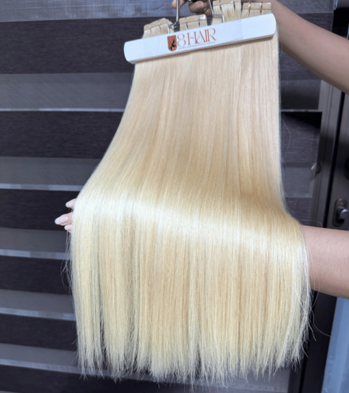 Straight Tape in Hair Extensions Platinum Blonde #60 Color