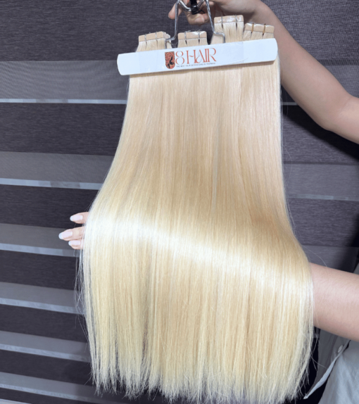 Straight Tape in Hair Extensions Platinum Blonde #60 Color