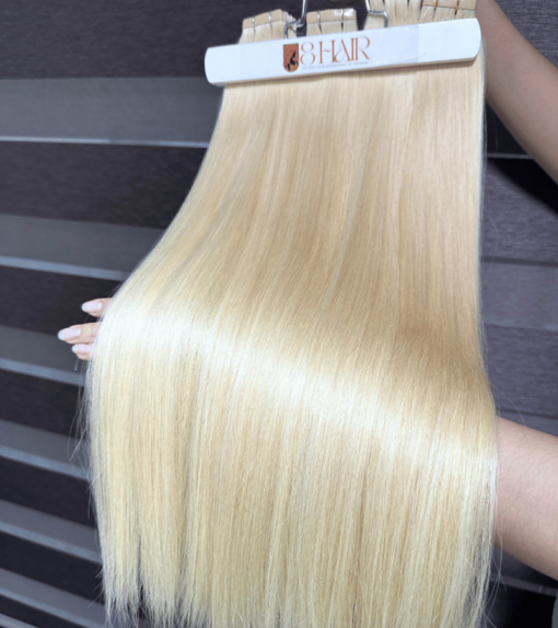 Straight Tape in Hair Extensions Platinum Blonde #60 Color