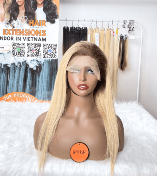 Ombre Brown Blonde Color Bone Straight Hair Lace Frontal 13x4 Wigs