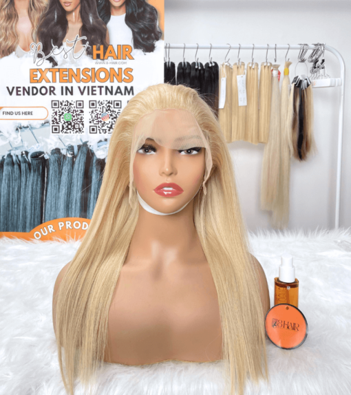 Ready To Ship Cheap Human Hair Lace Frontal 13x4 Inches Wigs Blonde Color Bone Straight Hair