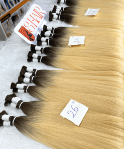 Straight Bulk Hair Extensions Ombre Blonde Color Super Premium Standard