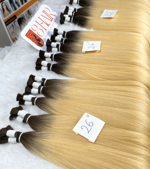 Straight Bulk Hair Extensions Ombre Blonde Color Super Premium Standard