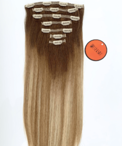 Straight Clip in Hair Extensions Ash Blonde Mix Platinum Blonde Ombre Color